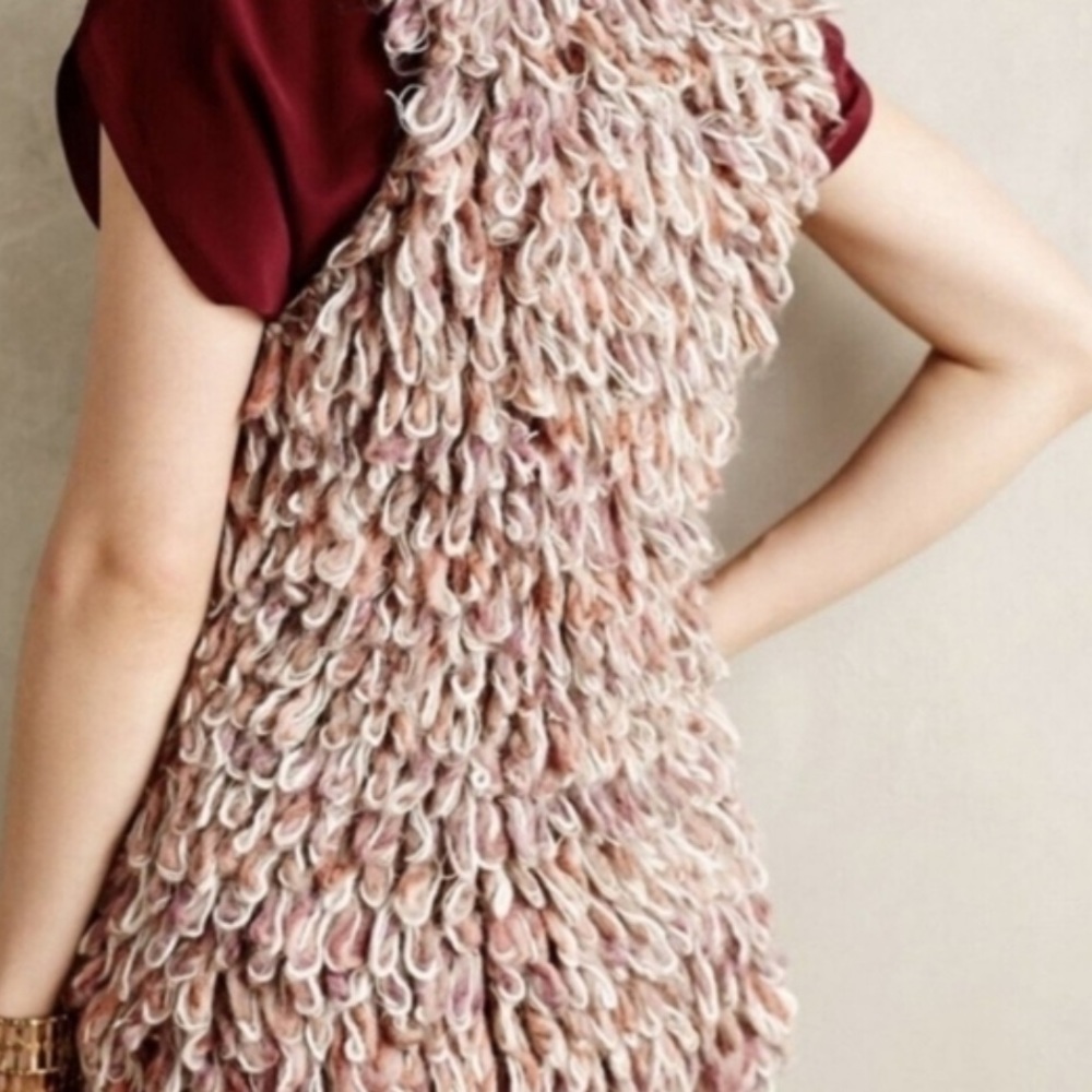 ANTHROPOLOGIE Hand Knit by Dollie Sherbet Loop Fringe Sweater Vest - Picture 3 of 7